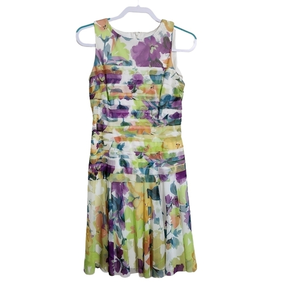 NWOT London Times Dress sz 6 Lined Sheer Chiffon Layered Light Airy - Picture 1 of 4